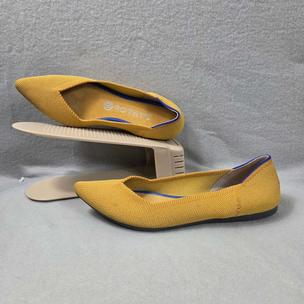Rothys The Point Marigold Yellow Pointed Toe Knit Flats Womens 8.5